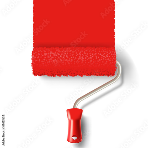 Paint roller brush with red paint track