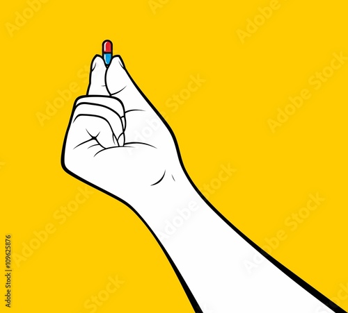 Hand holding pill