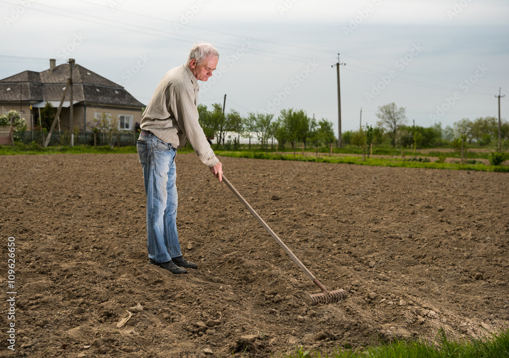 Farmer working in the garden