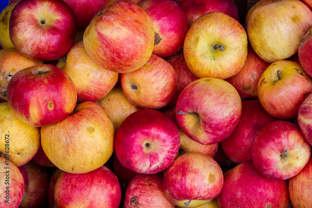 Ecological apples in a wooden crates Ecological apples in a wooden crates