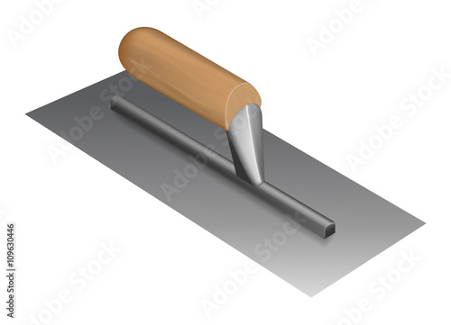 Photorealistic plastering trowel with wooden handle