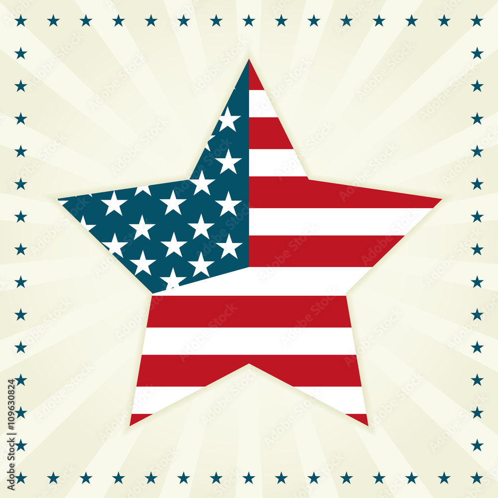 Obraz premium American Star Vector Illustration. Star filled with the American Flag.