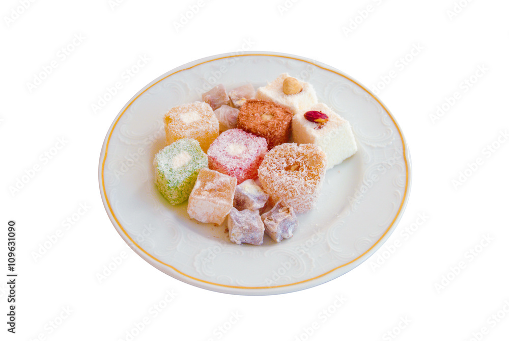 Delicious Turkish Delights on a White Background