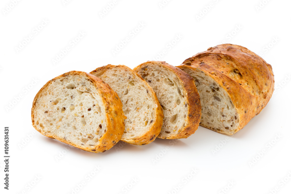 Loaf of bread isolated on white.