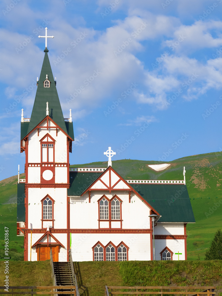 Icelandic church in Husavik, Iceland Icelandic church in Husavik, Iceland