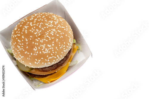 hamburger in the cardboard box