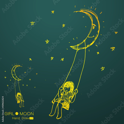 girl swinging on a moon