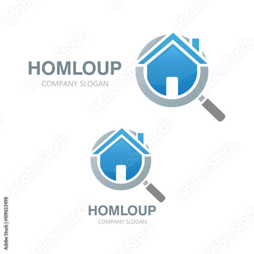 Vector magnifier and house logo