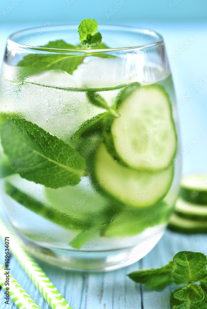 Homemade cucumber and mint lemonade. Homemade cucumber and mint lemonade.