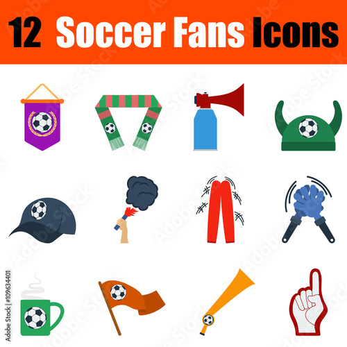 Flat design football fans icon set
