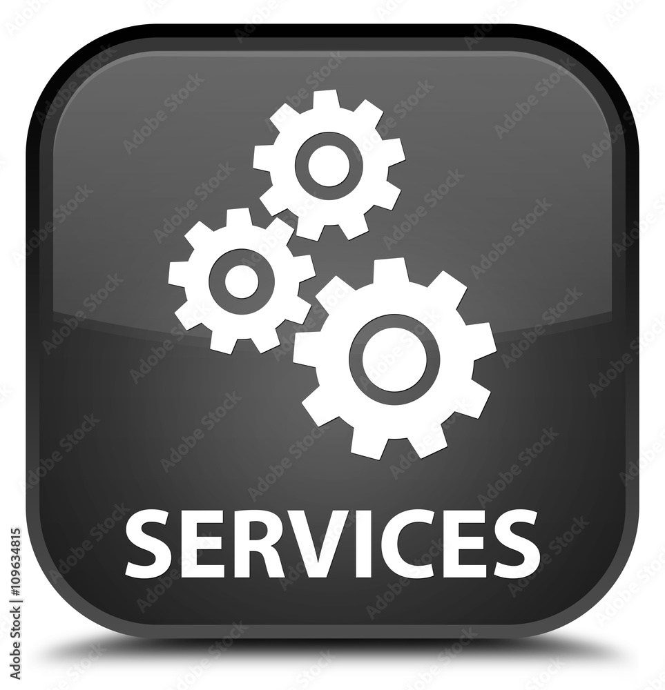Services (gears icon) black square button Services (gears icon) black square button