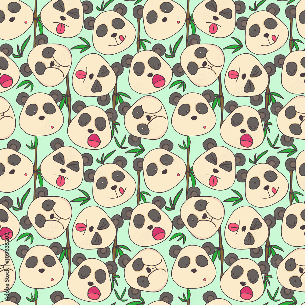 Pattern of cheerful muzzles pandas Pattern of cheerful muzzles pandas