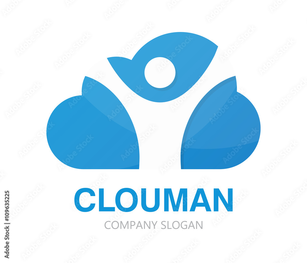 Vector logo combination of a cloud and man