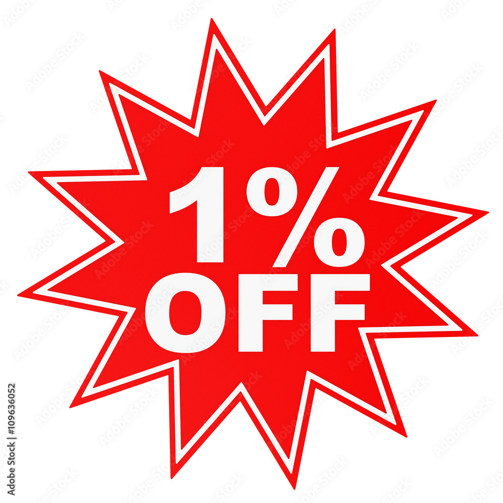 Discount 1 percent off. 3D illustration. Discount 1 percent off. 3D illustration.