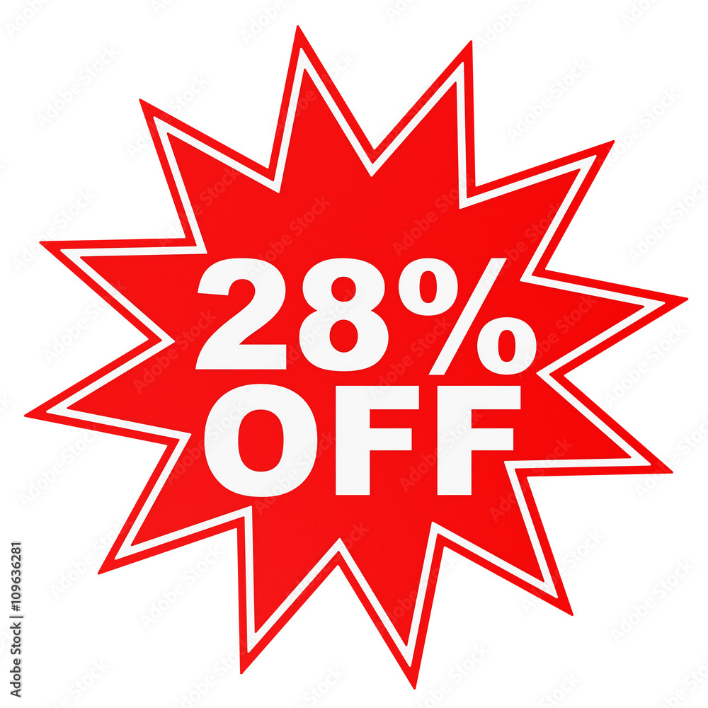 Discount 28 percent off. 3D illustration. Discount 28 percent off. 3D illustration.
