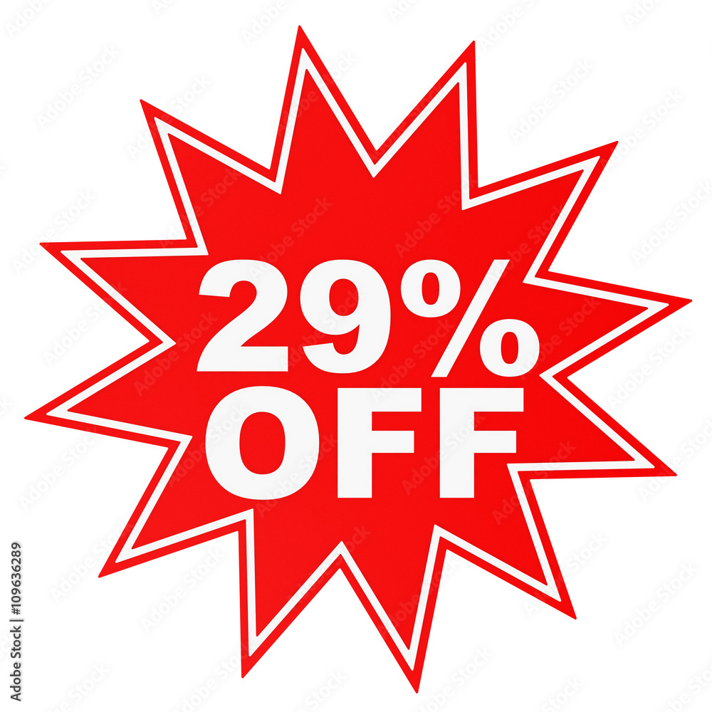 Discount 29 percent off. 3D illustration. Discount 29 percent off. 3D illustration.