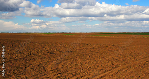 Plowed soil with nice blue sky