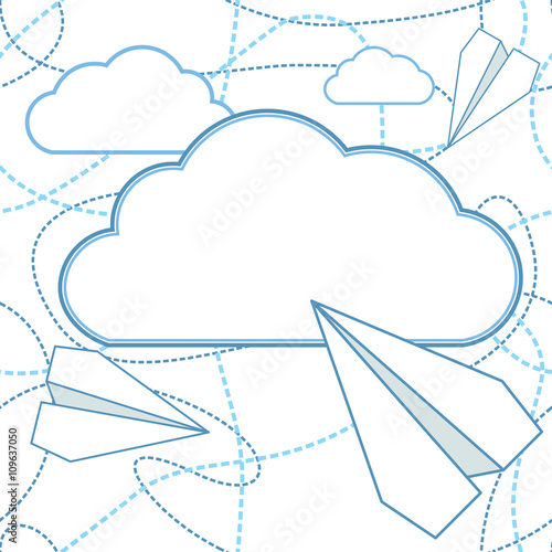 Paper Planes and Clouds Vector Background