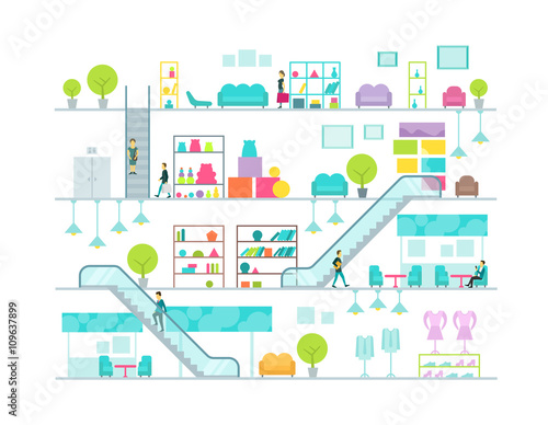 Shopping mall vector illustration