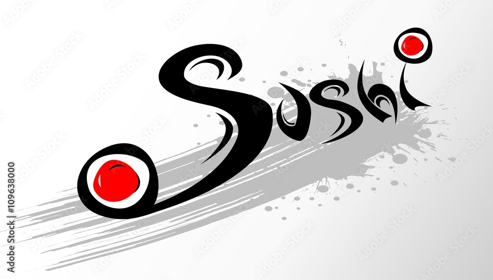Obraz premium Logo template sushi. Vector design with stylized font.