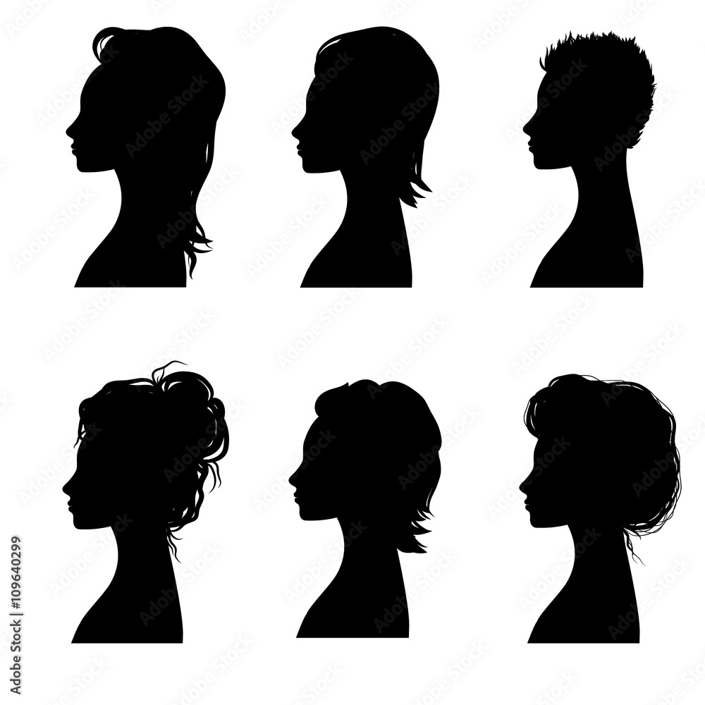set of silhouettes of haircuts and hairstyles, vector set of silhouettes of haircuts and hairstyles, vector