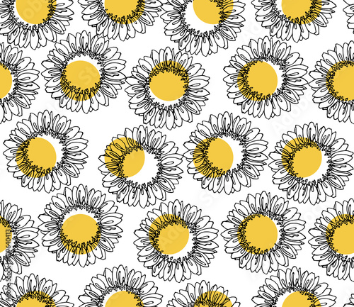 seamless pattern of sunflower polka dot yellow