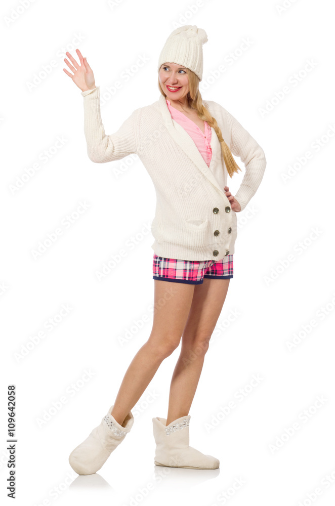 Pretty smiling girl saying goodbye isolated on white Pretty smiling girl saying goodbye isolated on white