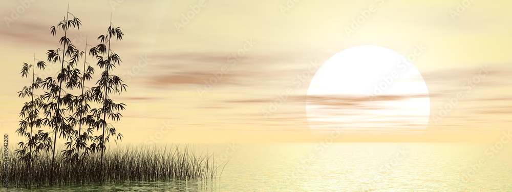 Fototapeta premium Bamboos by sunset - 3D render