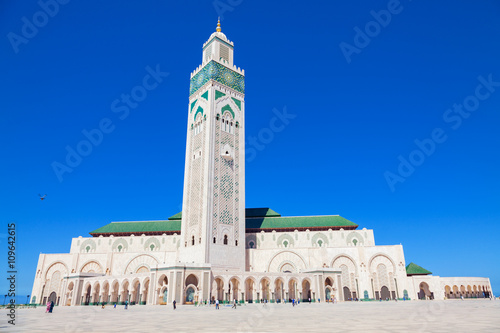 Full view of Hassan II mosque in Casablanca, Morocco