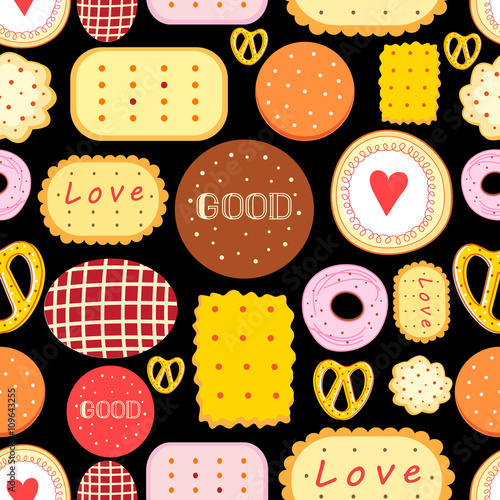 Seamless graphic pattern with delicious cookies