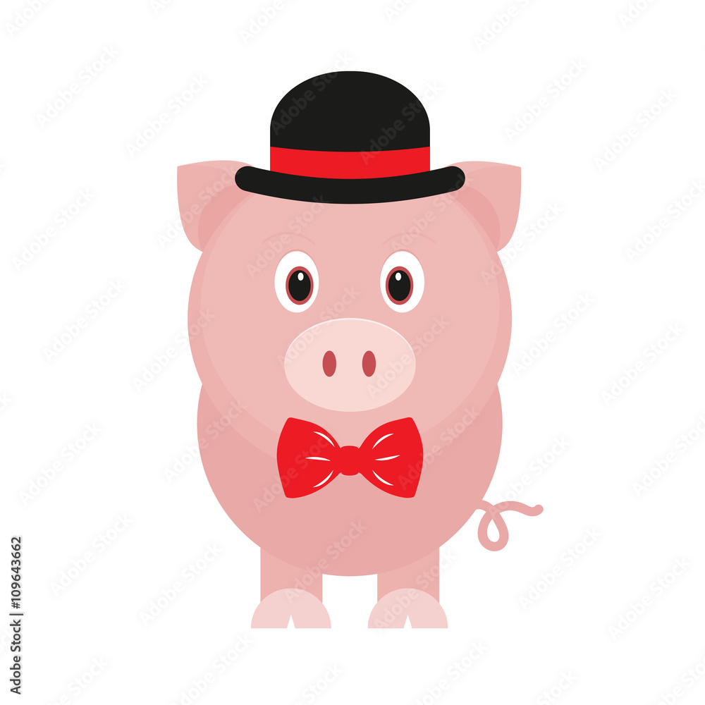 cartoon pig with hat and tie cartoon pig with hat and tie