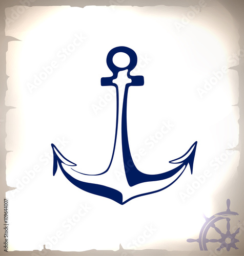 The Icon of anchor. Hand drawn vector illustration. Sea motifs. 