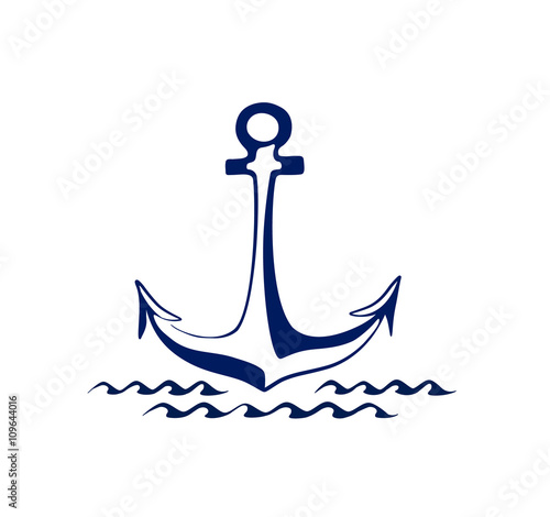 The Icon of anchor. Hand drawn vecto   illustration. Sea motifs. 