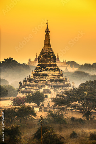 Scenic sunrise above Bagan in Myanmar