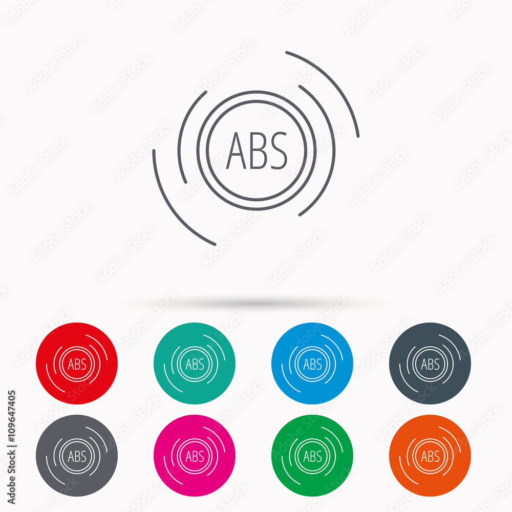 ABS icon. Brakes antilock system sign.