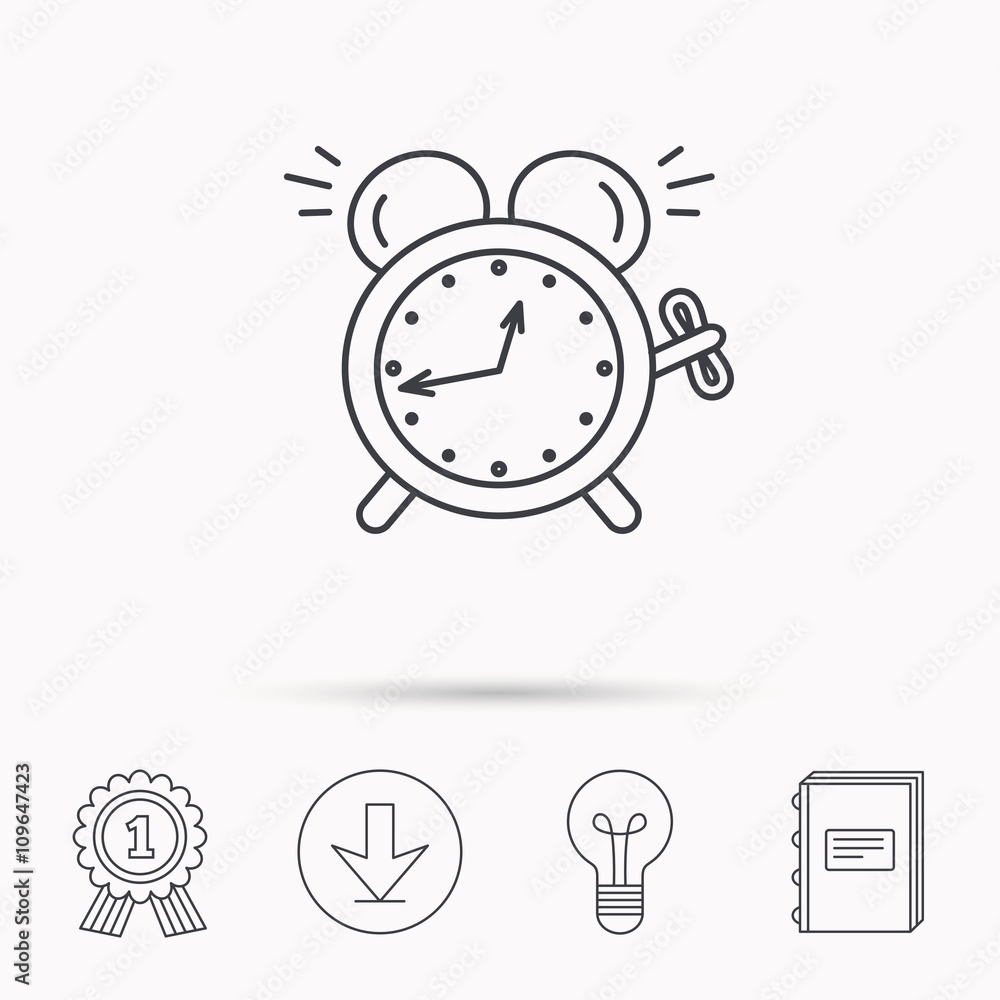 Alarm clock icon. Mechanical retro time sign. Alarm clock icon. Mechanical retro time sign.