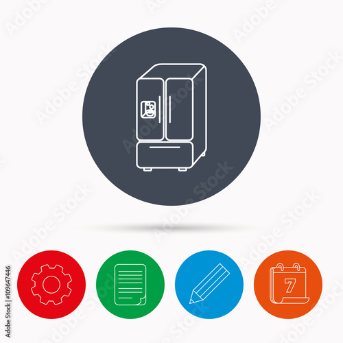 American fridge icon. Refrigerator with ice sign