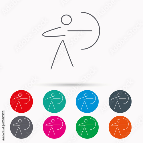 Archery sport icon. Archer with longbow sign.