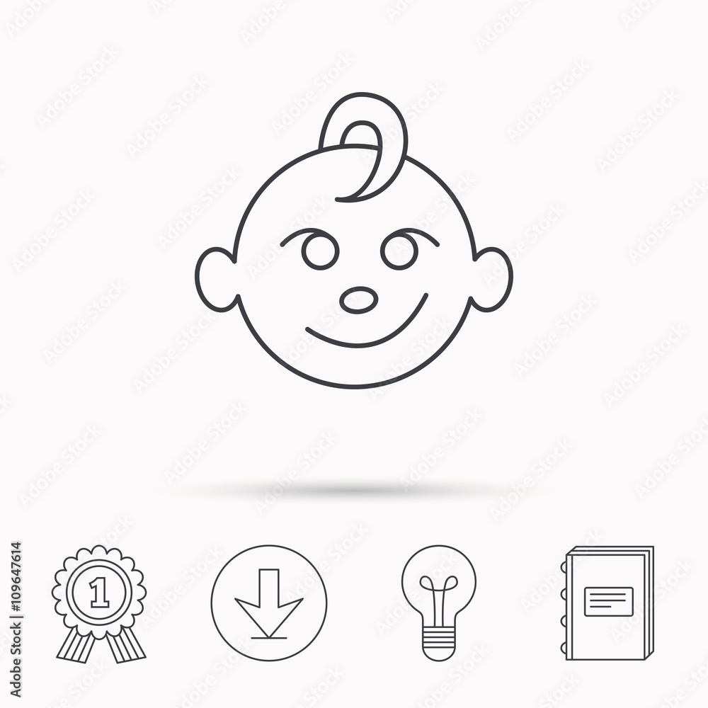 Baby boy face icon. Child with smile sign. Baby boy face icon. Child with smile sign.