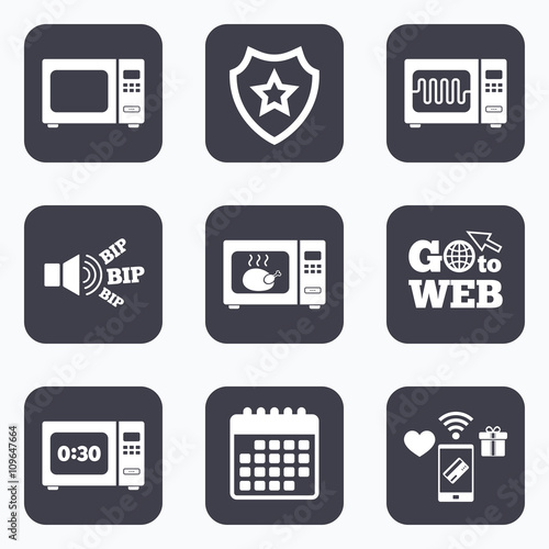 Microwave oven icons. Cook in electric stove.