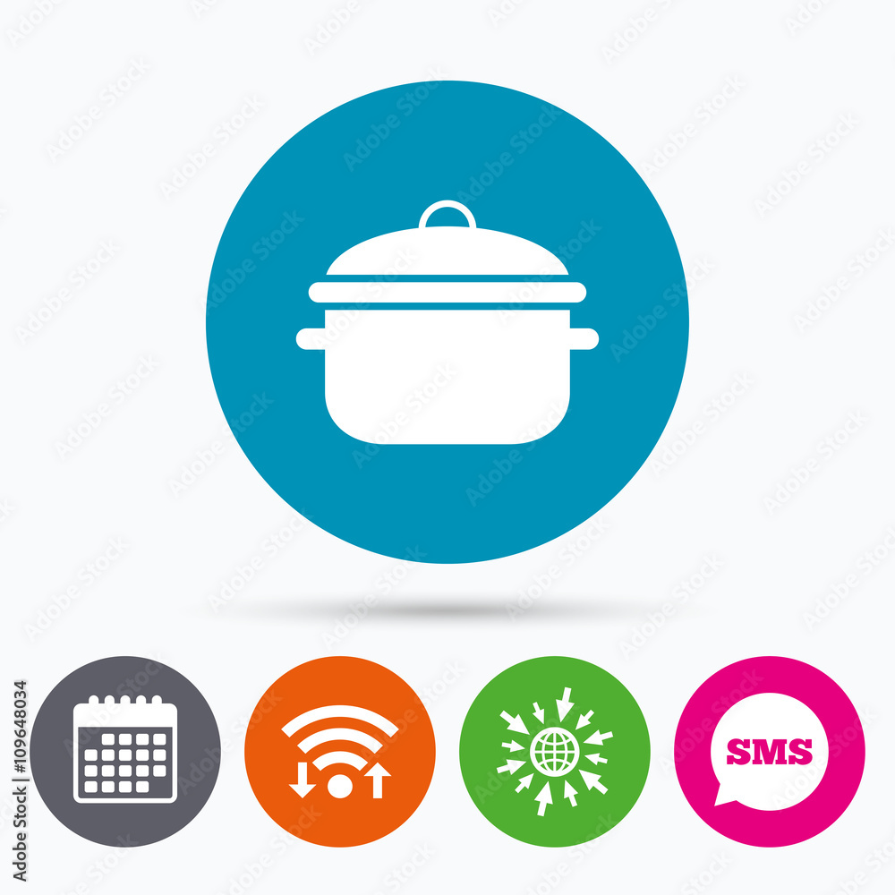 Cooking pan sign icon. Boil or stew food symbol. Cooking pan sign icon. Boil or stew food symbol.