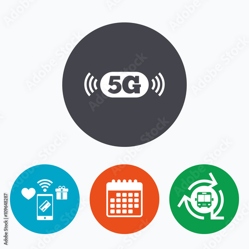 5G sign. Mobile telecommunications technology.
