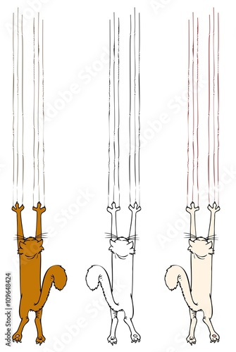 Cat leaving scratches down the wall, with variations