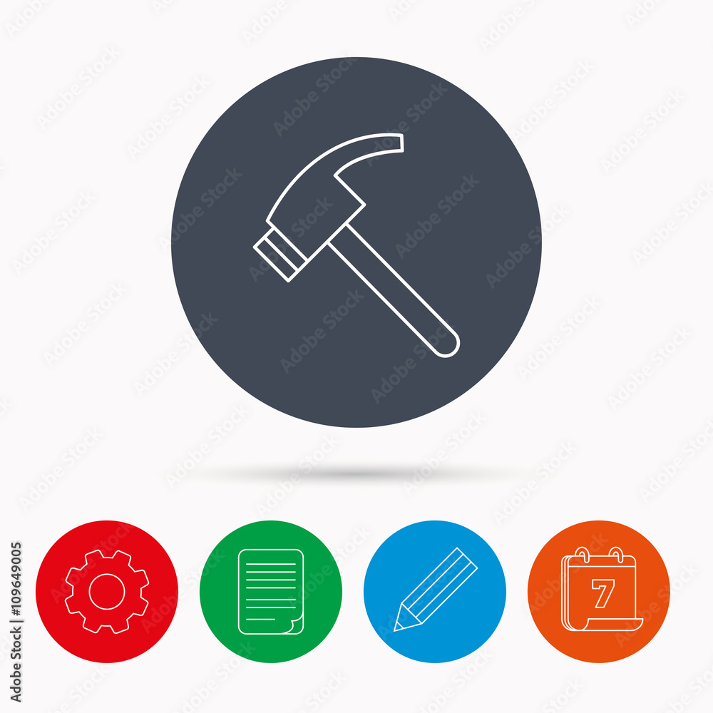 Hammer icon. Repair or fix tool sign. Hammer icon. Repair or fix tool sign.