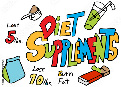 diet supplements doodle set