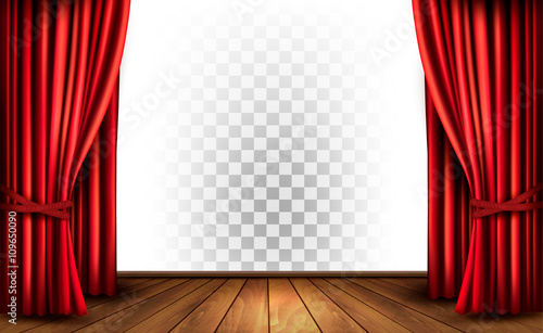 Theater curtains with a transparent background. Vector.