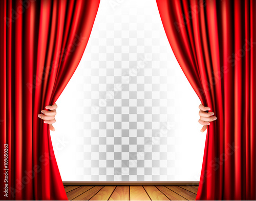 Theater curtains with a transparent background. Vector.
