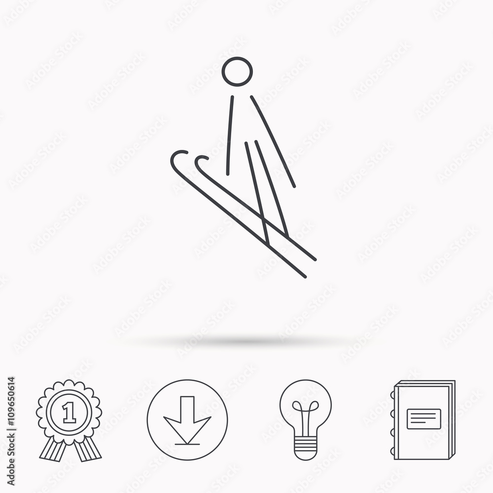 Ski jumping icon. Skis extreme sport sign. Ski jumping icon. Skis extreme sport sign.