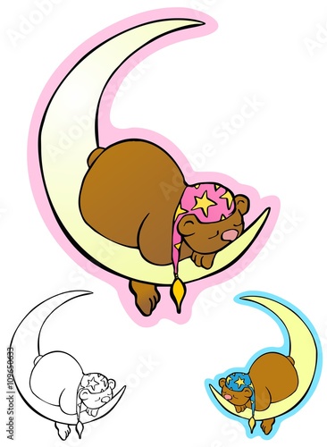 Bed time bear Sleeping on a crescent moon