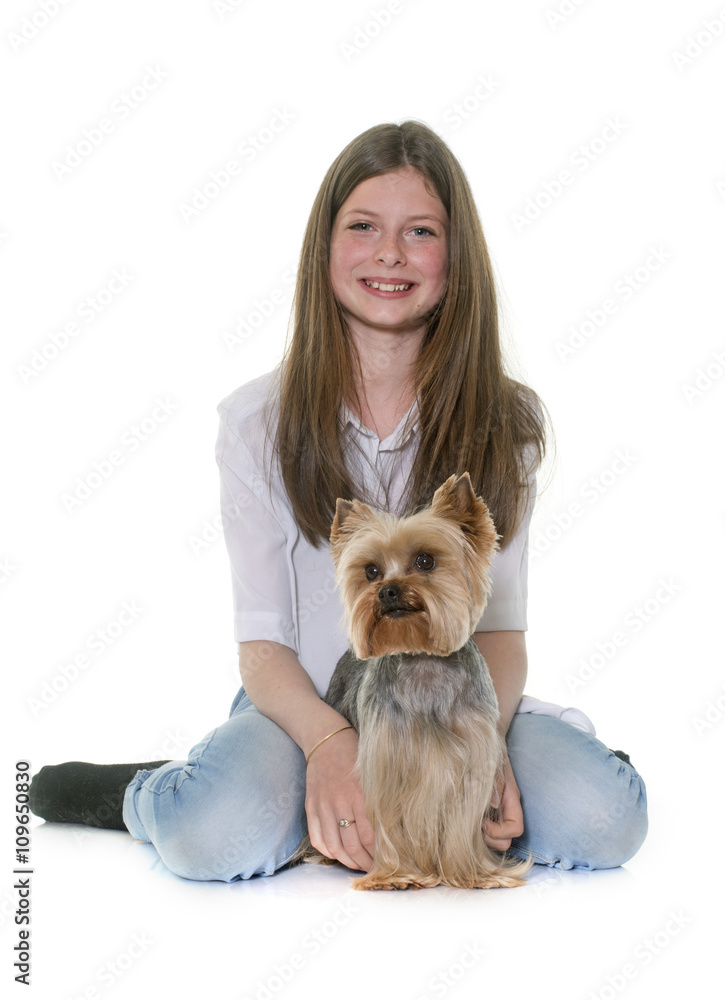 yorkshire terrier and teenager yorkshire terrier and teenager